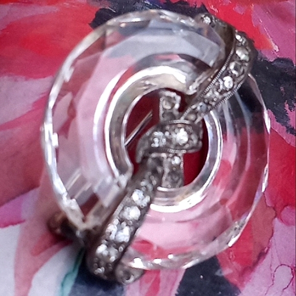 CINER STERLING SILVER Paste Stones Faceted Crystal Brooch Pin ANTIQUE - Picture 2 of 15